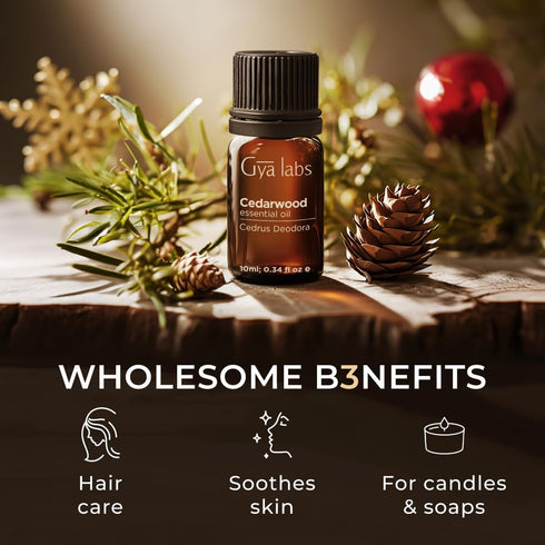 Gya Labs Cedarwood Essential Oil for Hair and Diffuser, 0.34 Fl Oz, 100% Pure Natural Cedarwood Oil