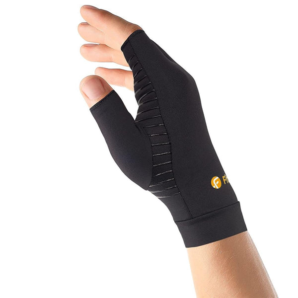 Infused Copper Pair of Compression Gloves, Half Finger for Arthritis, Swelling, Joint and Hand Pain Relief