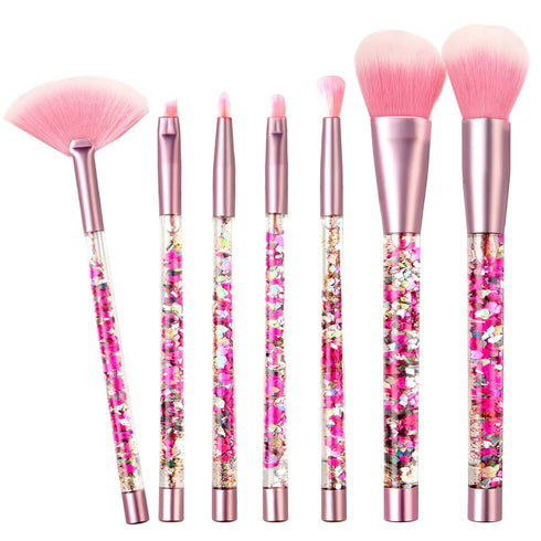 Unicorn Glitter Makeup Brush Set, 7pc Foundation Brush with Lip Eye Nose Shadow Eyebrow Blush for Teen Girls Women