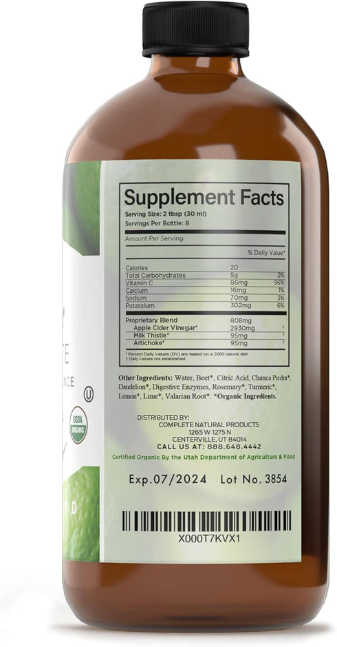 Liver Complete Organic Liquid Concentrate - 8oz Liver Cleanse & Digestive Bitters Vinegar Supplement