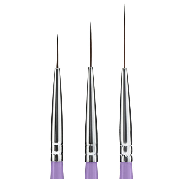 Nail Art Long Striper Brush Set by Beaute Galleria - 3 Pieces (12mm, 16mm, 22mm) for Fine Line, Detailer