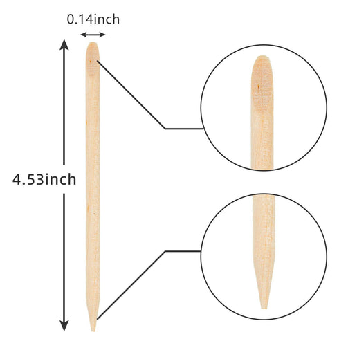 Maitys 200 Pieces Wooden Cuticle Pusher Remover, 4.53 Inch Orange Sticks, Multi-Functional Nail Tool