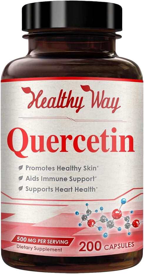 High Strength Quercetin 500mg Capsules, Powerful Antioxidant Supplement for Heart, Skin, Brain & Immune Support (200