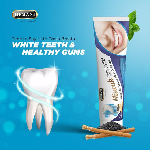 Hemani Meswak Toothpaste 100g, Fluoride Free Natural Toothpaste for Oral and Gum Hygiene, Also Known as Miswak