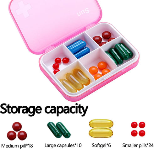 SHUNCHG 7 Set 6 7 42 Piece Pill Organizer Times a Day, Weekly Pill Case, Pill Organizer with Labels, Travel Pill