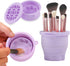 Makeup Brushes Cleaner Mat with Storage Holder, Portable Washing Tool, 2 In 1 Silicone Brush Cleaner Pad