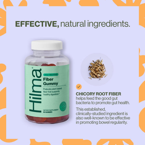 Hilma Prebiotic Fiber Gummies – Daily Fiber Supplement, Gummies for Adults – Supports Gut Health for Women & Promotes Regularity – Citrus & Berry Natural Flavor – FSA Eligible, 60 Count