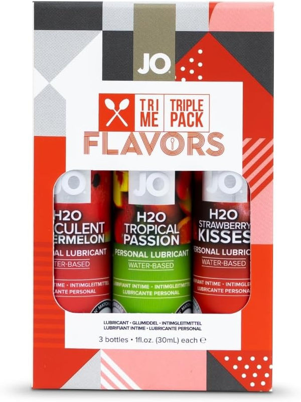 JO HO Flavored Lube Triple Pack Edible Water Based Personal Lubricant, Sugar