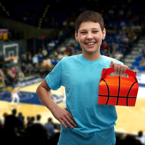 ArtCreativity Basketball Party Favor Gift Bags for Candy, Cookies, and Sports Themed Parties - Pack of 12 Cute