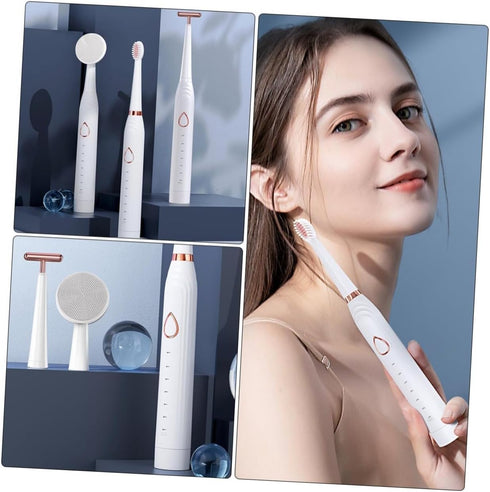 Set 3-in-1 Sonic Electric Toothbrush for Adults and Boys and Girls Rechargeable Oral Cleaning Brush Massager and Face