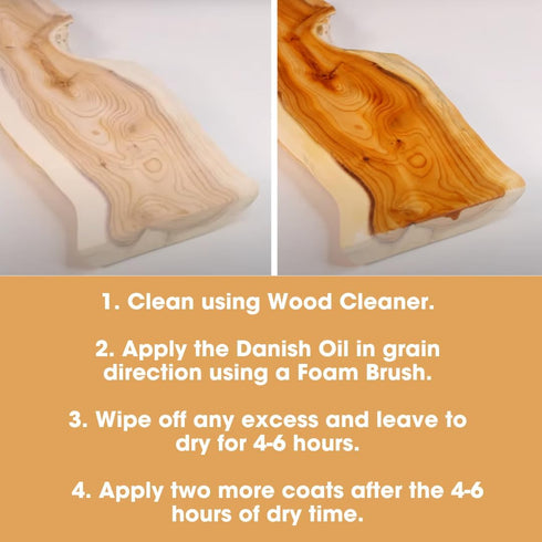 Furniture Clinic Danish Oil 8.5oz/250ml - Wood Care for Interior & Exterior, Non-Toxic Natural Satin Finish