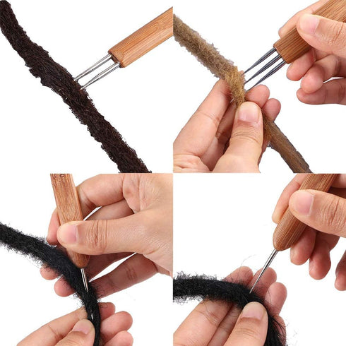 5 Pcs Dreadlocks Tool Set Includes 3 Pcs Crochet Hooks, 2 Pcs Interlocking Needles for Braid Craft