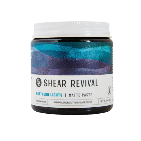 Shear Revival Northern Lights Matte Hair Styling Paste for Men, Strong Hold Molding Pomade with Kaolin Clay, 3.4oz