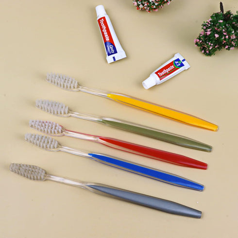 30 Pack Disposable Toothbrushes with Toothpaste, 5 Colors
