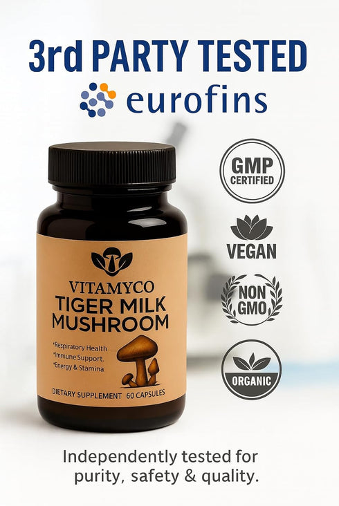 Vitamyco Immune 60 Tiger Milk Mushroom Supplement (Lignosus Rhinocerus), Natural Respiratory Health Supplement