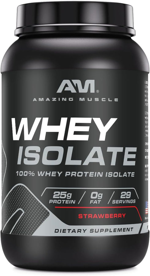 Whey Protein Isolate Powder | 25 Grams Protein Per Serving | 100% Whey Isolate | Zero Fat | Made in USA (Strawberry, 2