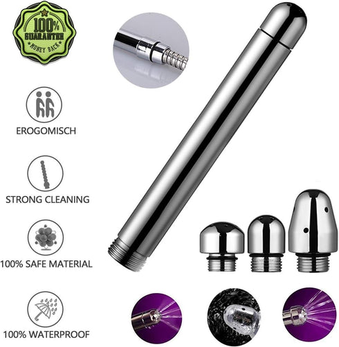 Nozzle Shower Cleaner - 3 Heads Aluminum Cleansing Colonic Douche System (Silver)