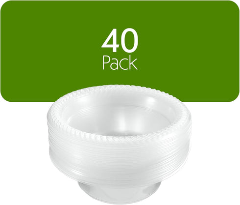 PLASTICPRO 40 Pack Clear Plastic Soup Bowls, 5 oz Durable Disposable Small Bowls for Parties, Events, BBQ