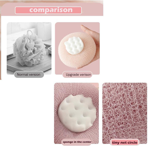 2 Pack Bath Body Brush, Exfoliating Scrubber, Bath Sponge Brush for Scrubbing the Body, Pink & Blue