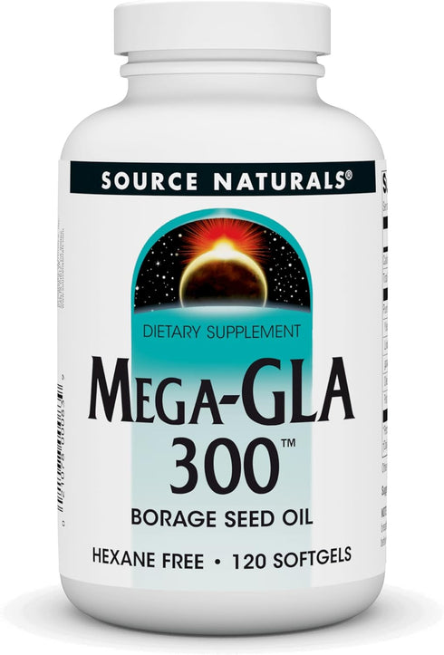 Source Naturals Mega-GLA 300 Borage Seed Oil, Hexane-Free, 120 Softgels