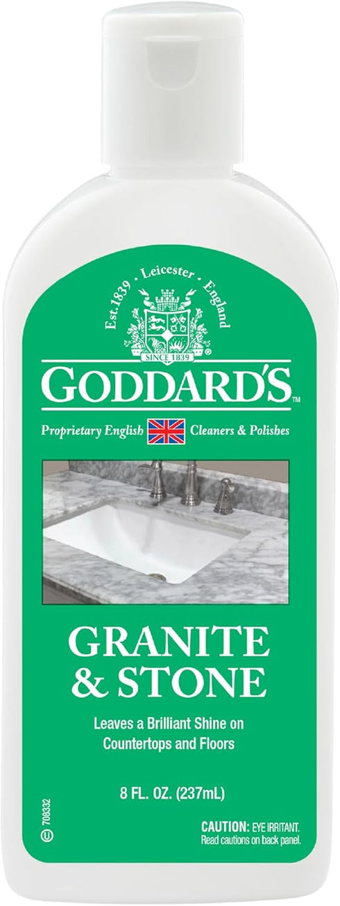 Goddard’s Marble & Granite Polish, Carnauba Wax Countertop Cleaner for Scratches & Stains, 8 oz Sealer & Protectant