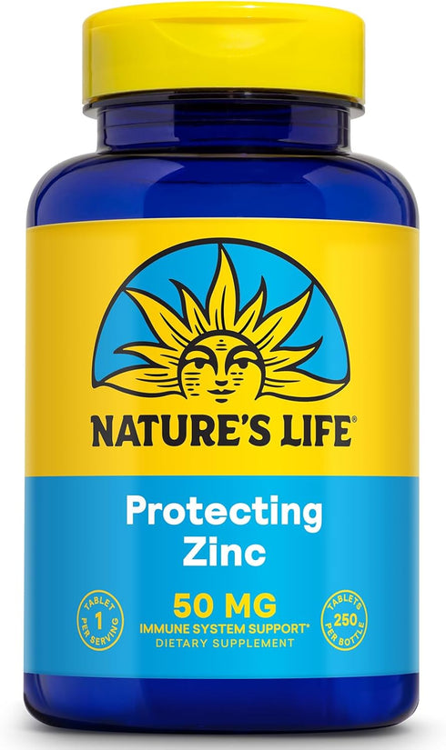 NATURE'S LIFE Protecting Zinc 50mg with 2.5mg Copper, 250 Tablets for Immune Support