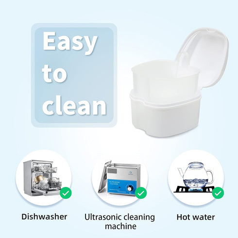 Annhua Dental Orthodontic Retainer Case, Travel Denture Cup Holder, Soaking Box for Cleaning and Storage