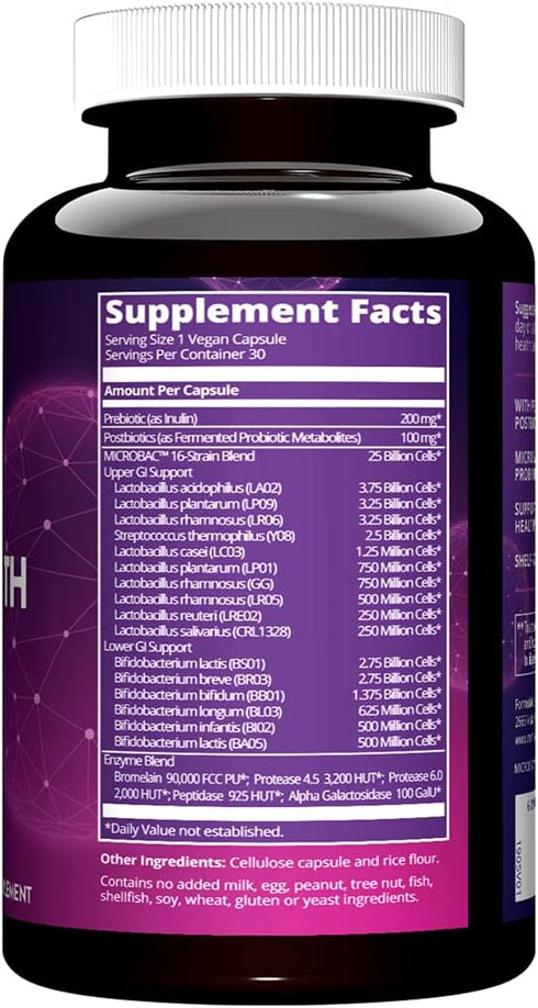 MRM Nutrition Extra Strength Probiotics | Intestinal + immune health | Prebiotics + postbiotics | 25 billion cells | Good bacteria for gut health| 16 bacterial strains | Shelf Stable | 30 servings