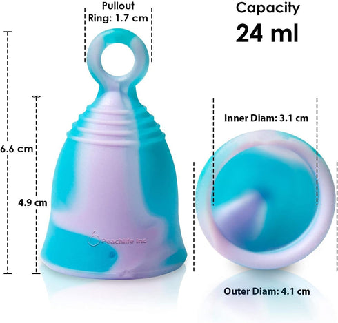 Peachlife Mini Ring Menstrual Cup Small Medium Firm - Reusable Silicone Peachcup for Leak-Proof Protection