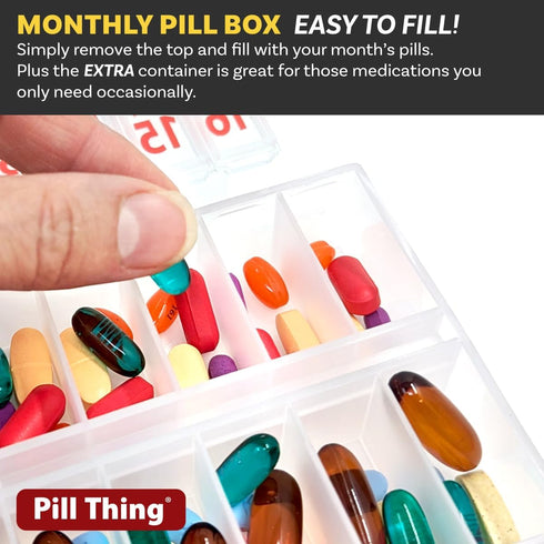 Set Set 2 1 Twice-a-Day Monthly Large Pill Organizer - AM/PM Medication Organizer for the Entire Month Pill Box