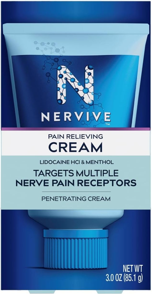 Nervive Nerve Care, Max Strength Non-Greasy Pain Relieving Cream with Lidocaine and Menthol for Pain Relief