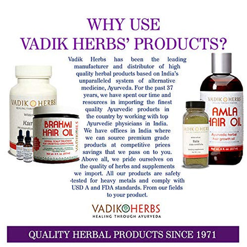 Vadik Herbs Organic Bringraj Bhringraj Powder - 100 Vegicaps, Promotes Healthy Hair Growth