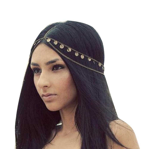 Missgrace Women Bohemian Gold Head Chain - Bridal Headpiece Hair Jewelry Accessories for Wedding