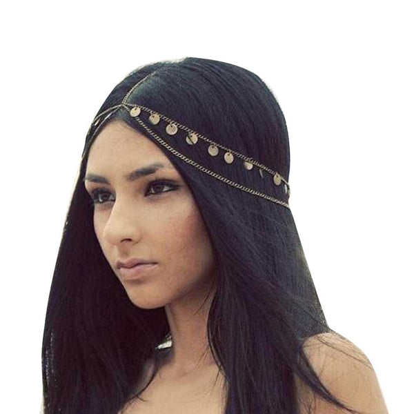 Missgrace Women Bohemian Gold Head Chain - Bridal Headpiece Hair Jewelry Accessories for Wedding
