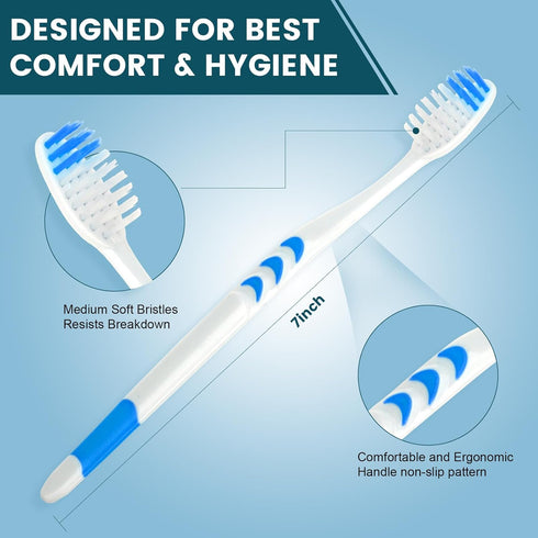 Navona 150 PCS Individually Wrapped Bulk Toothbrushes, Colorful Manual Disposable for Adults or Kids, Medium Soft