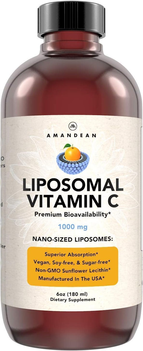 AMANDEAN Liposomal Vitamin C 1000mg - Liquid Supplement for Immune Support and Skin Health