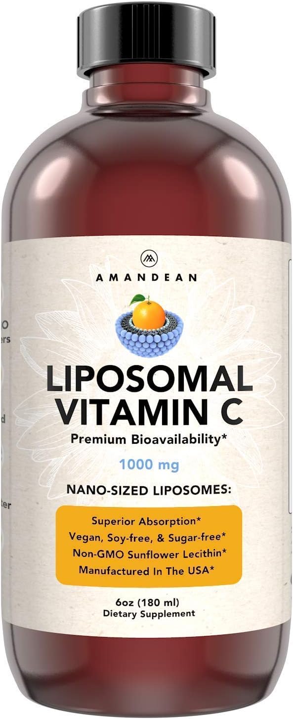 AMANDEAN Liposomal Vitamin C 1000mg - Liquid Supplement for Immune Support and Skin Health