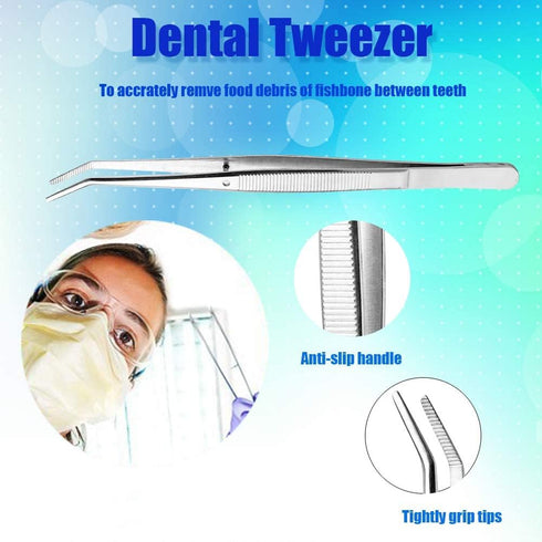 Dental Hygiene Tool Set, Stainless Steel Dental Pick and Tweezers, Gum Floss, Tooth Scraper for Personal Oral Care &
