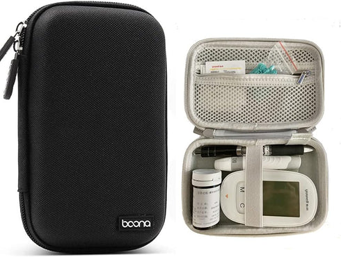 Hard Shell Diabetic Supplies Organizer Bag for Diabetes Testing Kit, Blood Glucose Monitor, Lancets, Alcohol Wipe