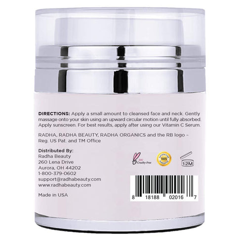 Radha Beauty Moisturizing Miracle Retinol Cream for Face, 2.5% Retinol, Hyaluronic Acid, 1.7 fl oz
