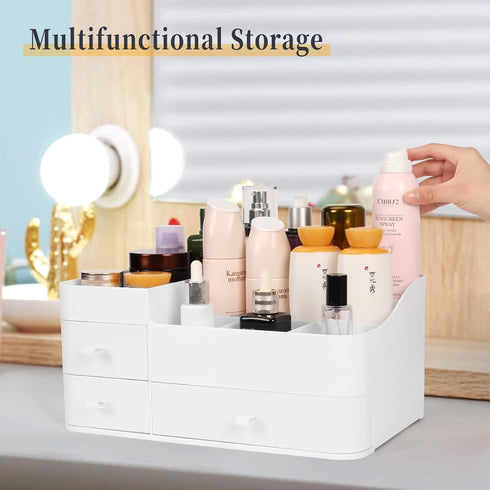 Makeup Organizer for Vanity - Large Capacity Desk Organizer with Drawers for Cosmetics, Jewelry, Nail Care, Skincare