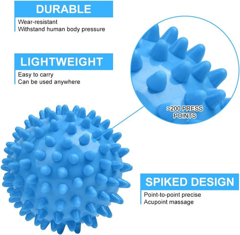 URAQT Set, 2 Pack Spiky Massage Ball Physical Therapy Massage Balls, Hard Lacrosse Ball & Spiky Massage Ball