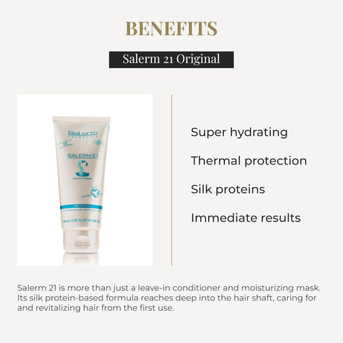 SALERM Instant Hair Conditioner 21 Silk Protein - 100 ml - Leave-In or Rinse-Out - Heat Protector & Hydrating