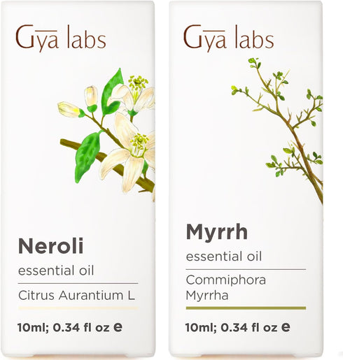 Neroli Essential Oil for Diffuser & Myrrh Oil for Skin Set -