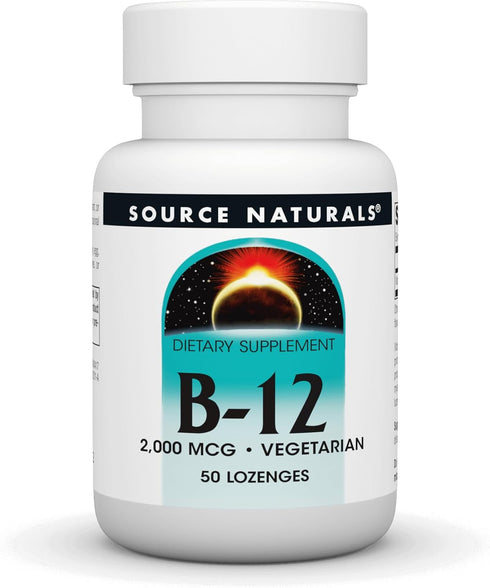 Source Naturals Vitamin B-12, 2000 mcg - 50 Lozenges for Energy Production Support