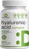 Deal Supplement Hyaluronic Acid 1,500mg – 240 Capsules with MSM & Vitamin C – Non-GMO Plant Based HA