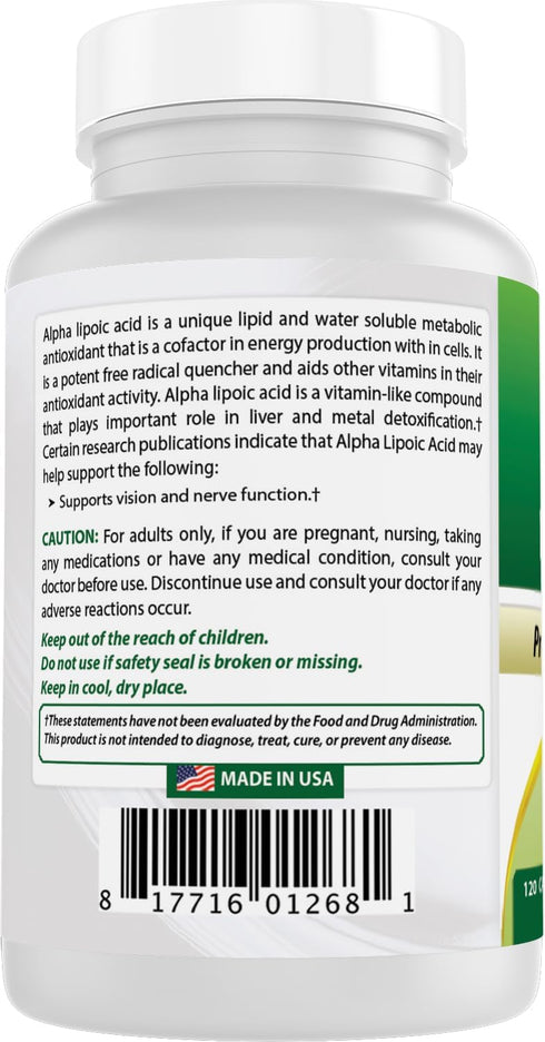 Best Naturals Alpha Lipoic Acid, 600 mg, 120 Count - Powerful Antioxidant
