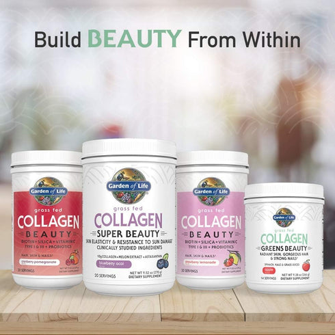 Garden of Life Grass Fed Collagen Greens Beauty Powder, Apple Flavor, 14 Servings for Skin, Hair, Nails, Joints