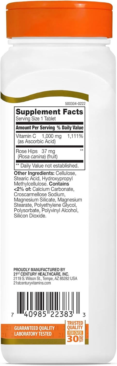 21st Century Natural C 1000 with Rose Hips Caplets, 110 Count (22383)
