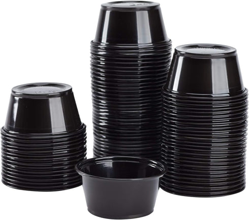 50 Pack 4oz Portion Cups, Disposable Plastic Containers, Tiny Dipping Shot Bowls for Food Serving & Snacks
